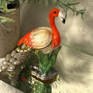 Flamingo Trinket Box with Rhinestones
